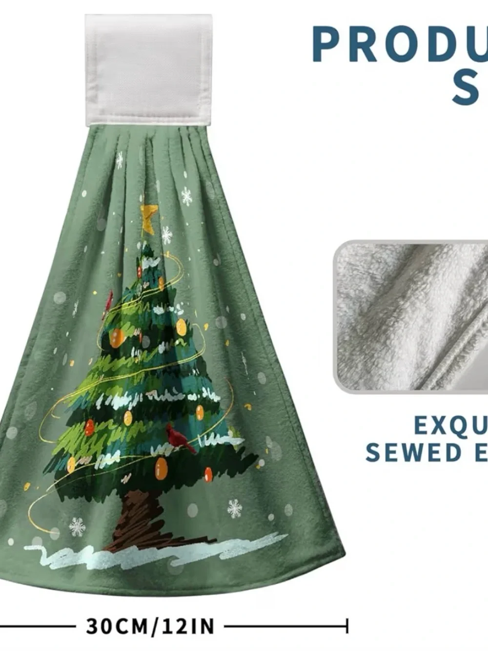 Green Christmas Tree Stay Hanging Hand Towels - 2 Pack - NWOT